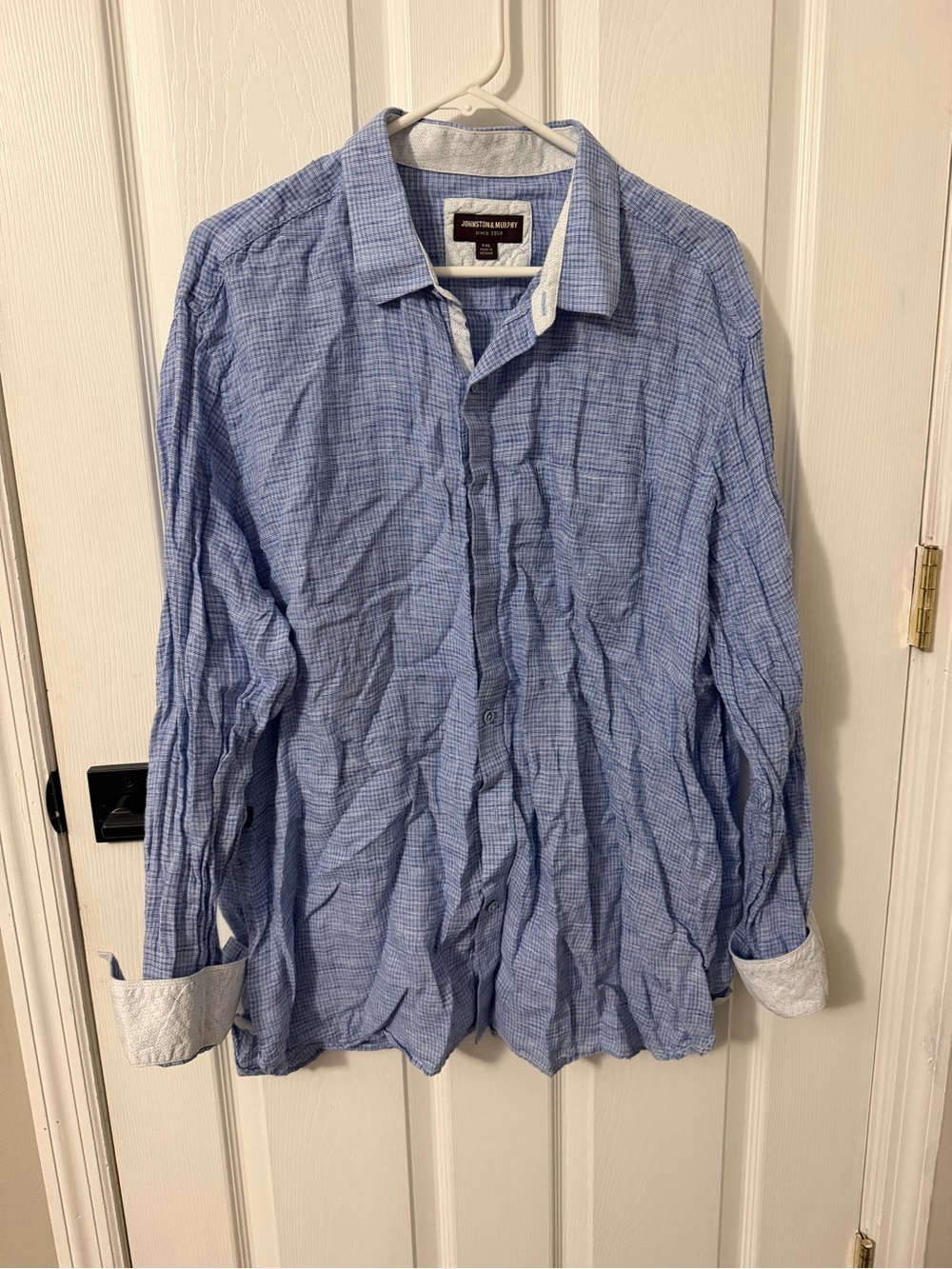 Johnston & Murphy Men's Light Blue Micro-Check Button-Down Shirt